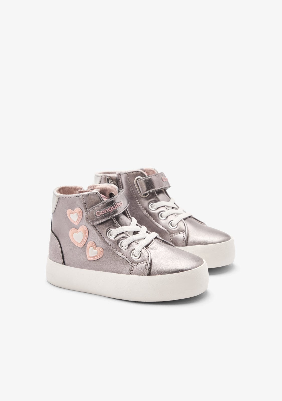 CONGUITOS ZAPATOS / SNEAKERS / BASKET Silver Hearts High Strap Sneakers