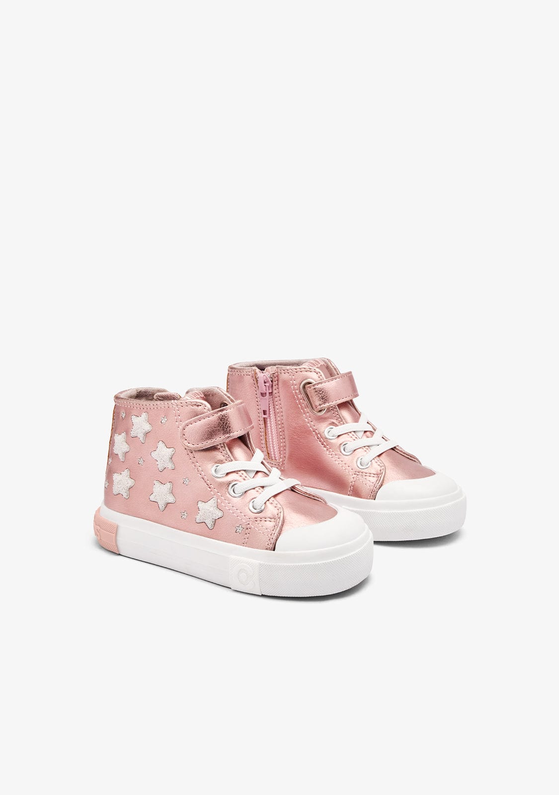 CONGUITOS ZAPATOS / SNEAKERS / BASKET Silver / Pink Hearts High Sneakers