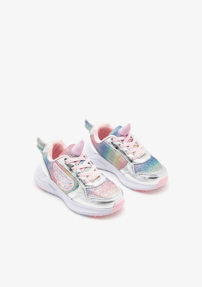 CONGUITOS ZAPATOS / SNEAKERS / JOGGING Silver Glitter Unicorn Sneakers with Lights