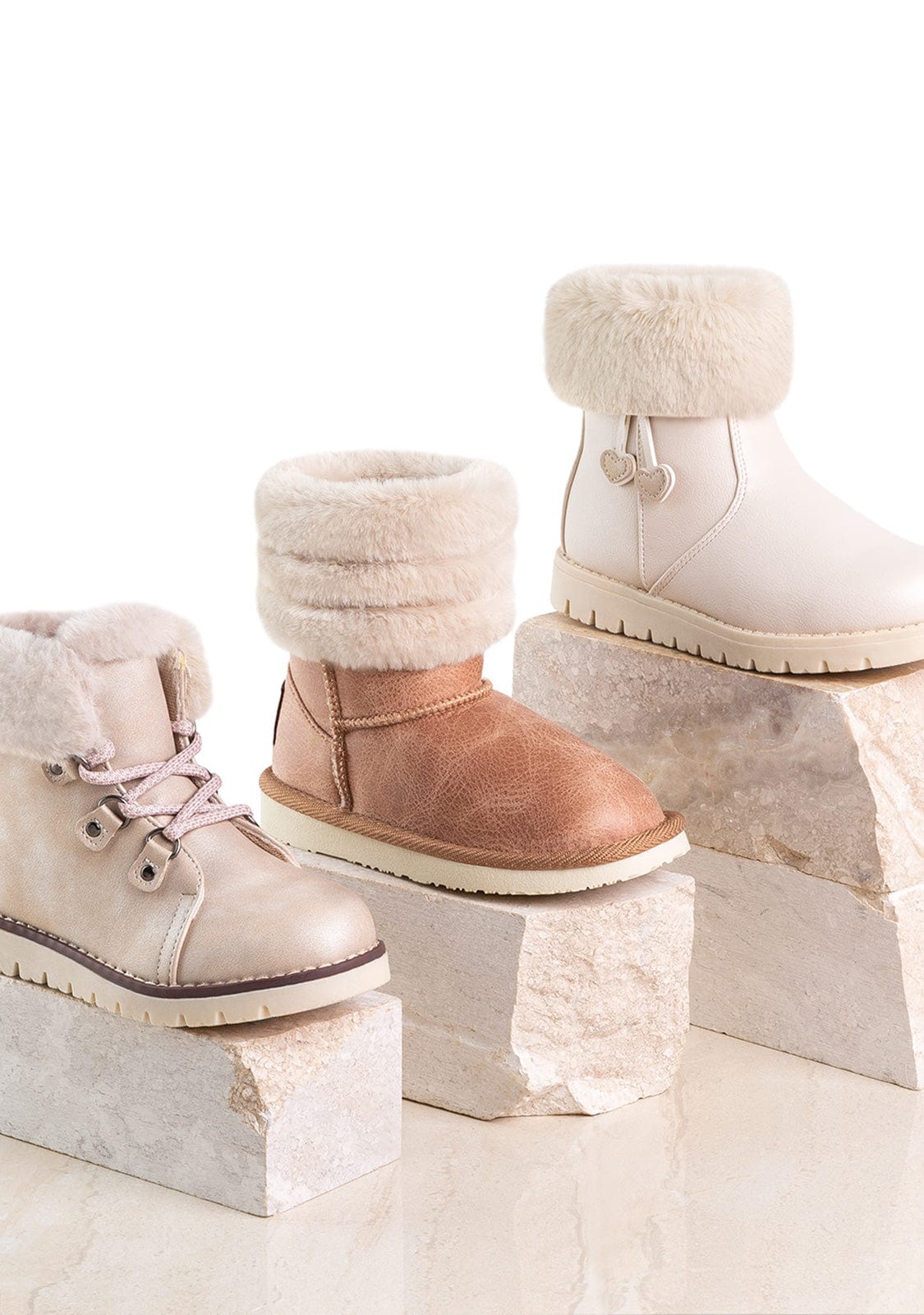 FRESAS CON NATA Shoes B&W Girl's Camel Aviator Fur Australian Boots