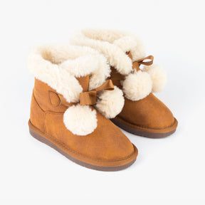 FRESAS CON NATA Shoes Girl's Camel Australian Boots with Pompoms
