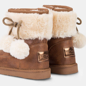 FRESAS CON NATA Shoes Girl's Camel Pompoms Fur Australian Boots
