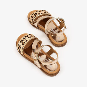 FRESAS CON NATA Shoes Girl's Leopard Platinum Leather Sandals