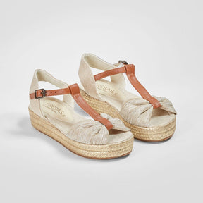 FRESAS CON NATA Shoes Girl's Metallic Platinum Wedge Sandals