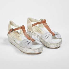 FRESAS CON NATA Shoes Girl's Metallic Silver Wedge Sandals