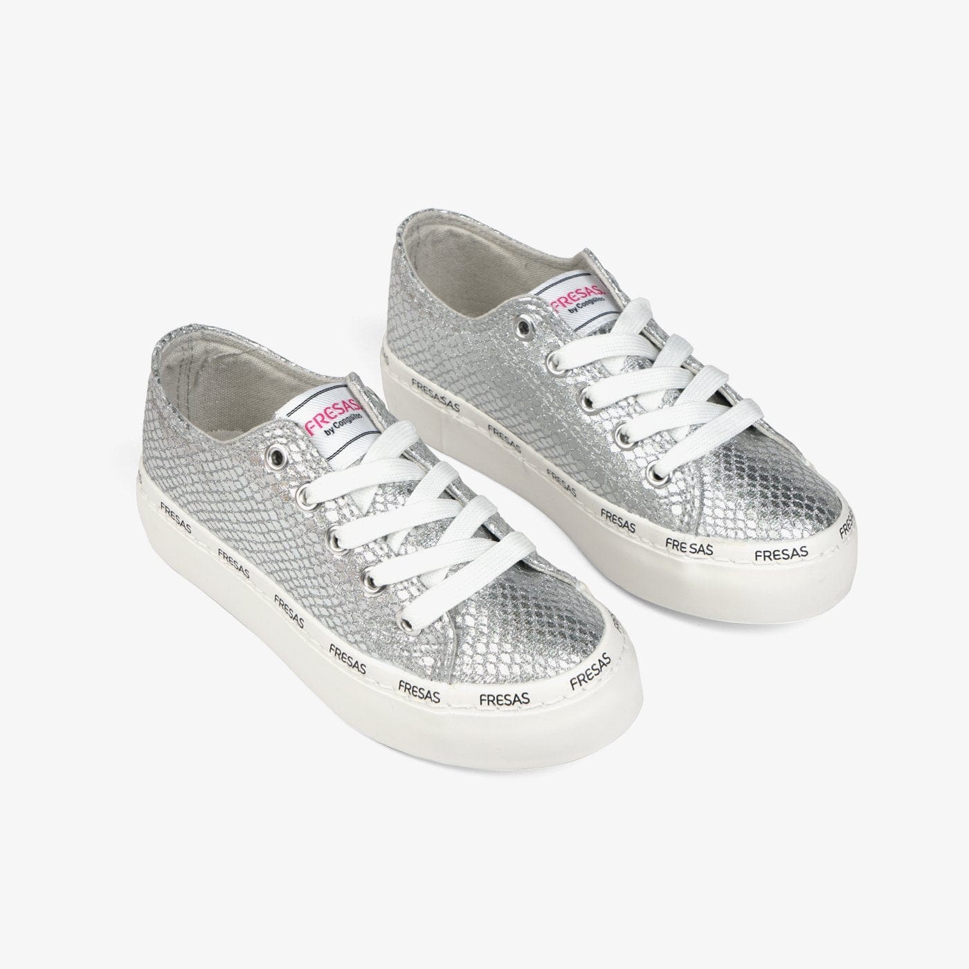 FRESAS CON NATA Shoes Girl's Metallized Silver Canvas Sneakers