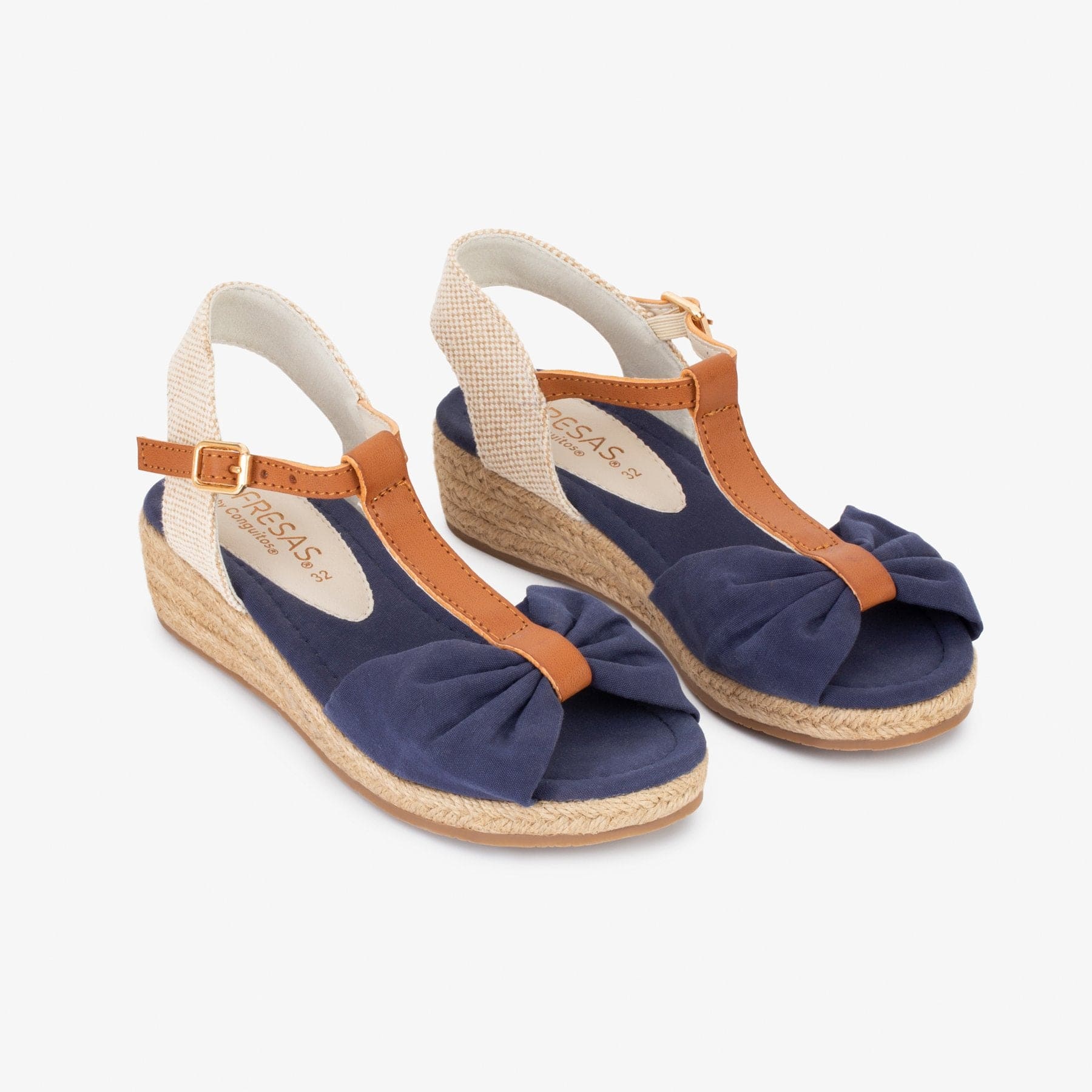 FRESAS CON NATA Shoes Girl's Navy Canvas Wedge Sandals