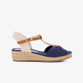 FRESAS CON NATA Shoes Girl's Navy Canvas Wedge Sandals