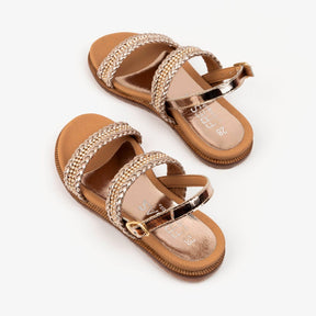 FRESAS CON NATA Shoes Girl's Platinum Strass Leather Sandals