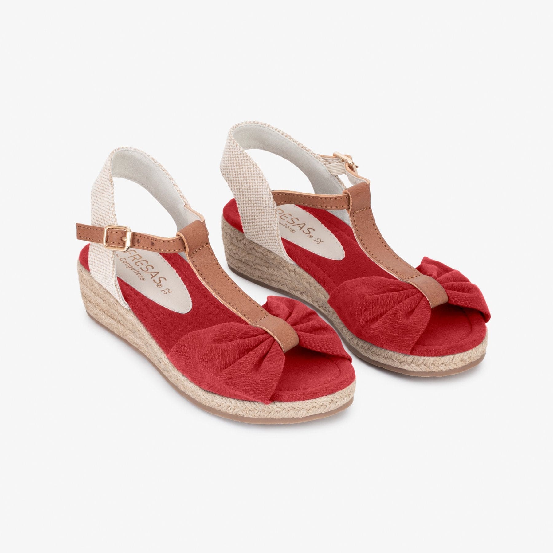 FRESAS CON NATA Shoes Girl's Red Canvas Wedge Sandals