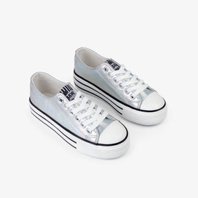 FRESAS CON NATA Shoes Girl's Silver Iridescent Canvas Sneakers