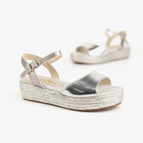 FRESAS CON NATA Shoes Girl's Silver Metallized Wedge Sandals