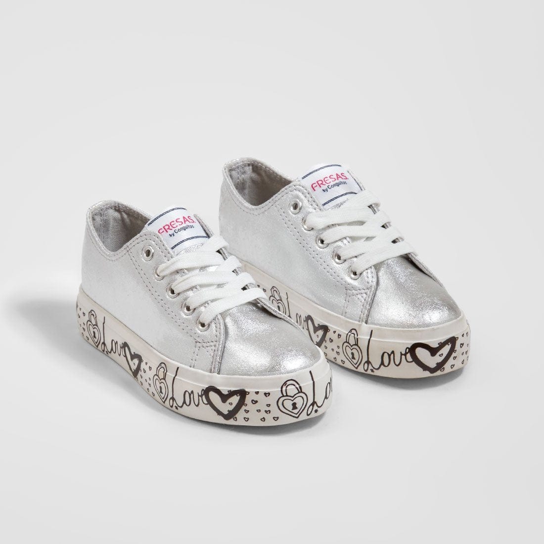 FRESAS CON NATA Shoes Girl's Silver Printed Canvas Slippers