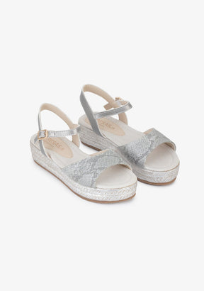 FRESAS CON NATA Shoes Girl's Silver Snake Wedge Sandals