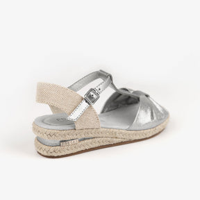 FRESAS CON NATA Shoes Girl's Silver Wedge Canvas Sandals