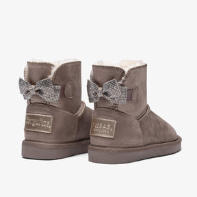 FRESAS CON NATA Shoes Girl's Taupe Strass Bow Australian Boots