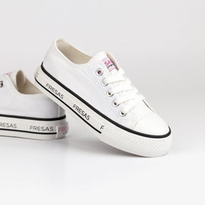 FRESAS CON NATA Shoes Girl's White Canvas Platform Sneakers