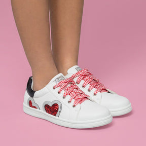 FRESAS CON NATA Shoes Girl's White Glitter Heart Sneakers
