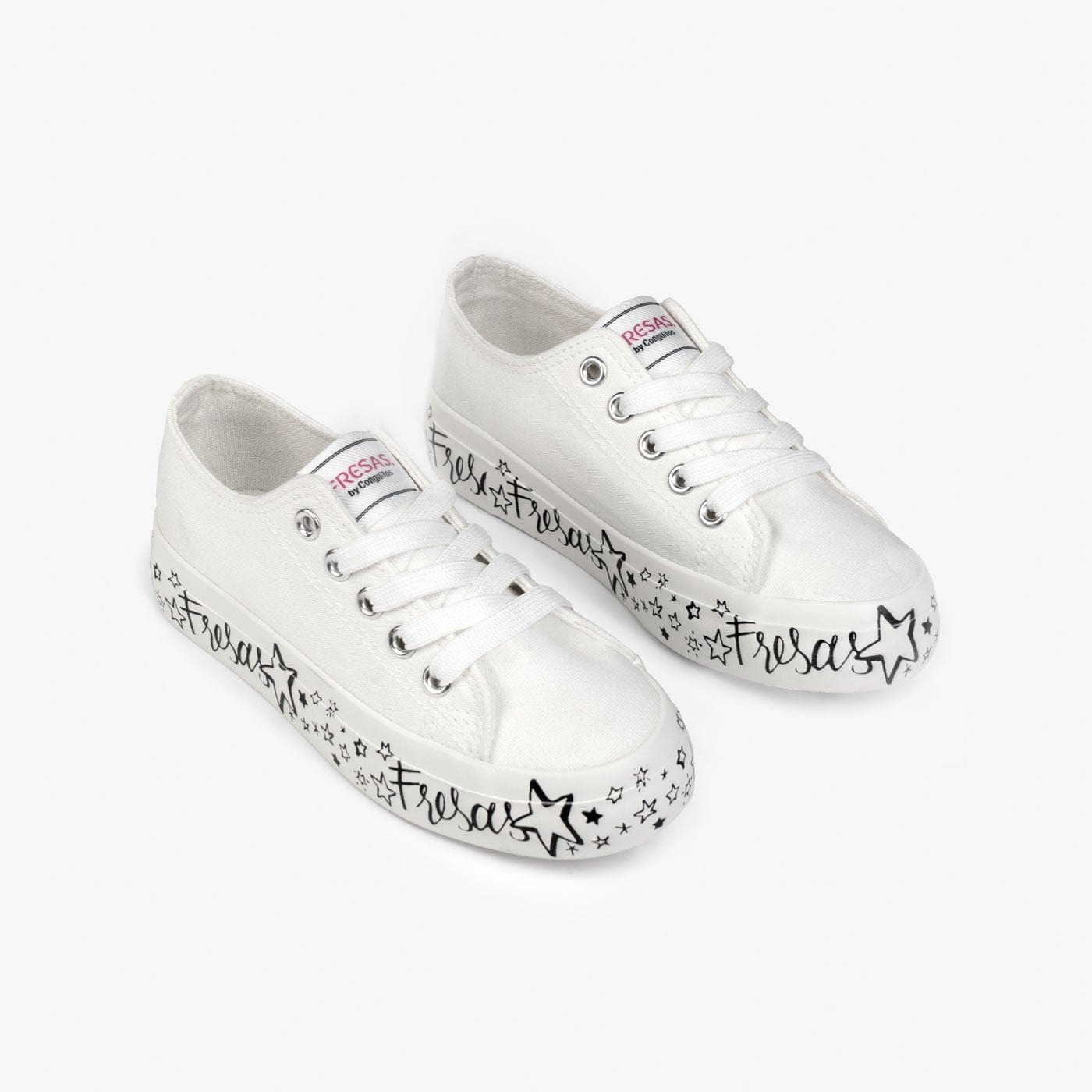FRESAS CON NATA Shoes Girl's White Printed Canvas Sneakers
