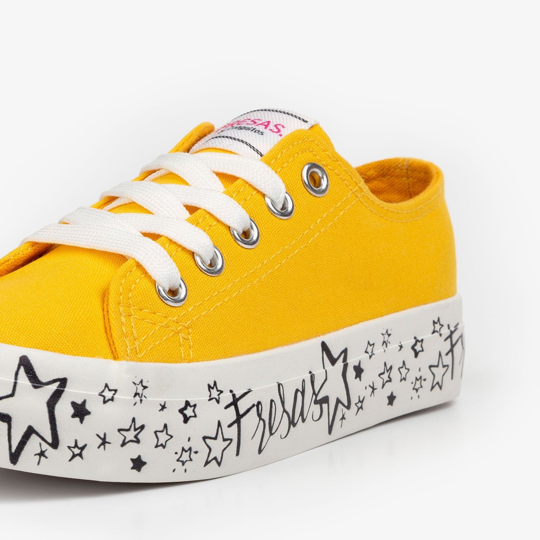 FRESAS CON NATA Shoes Girl's Yellow Printed Canvas Sneakers