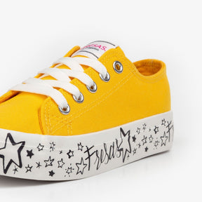FRESAS CON NATA Shoes Girl's Yellow Printed Canvas Sneakers