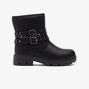 FRESAS CON NATA ZAPATOS Girl's Black Chain Boots