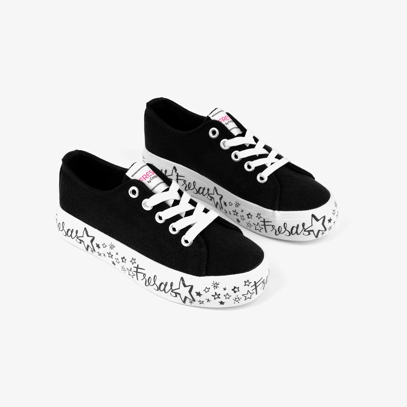 FRESAS CON NATA ZAPATOS Girl's Black Printed Canvas Sneakers