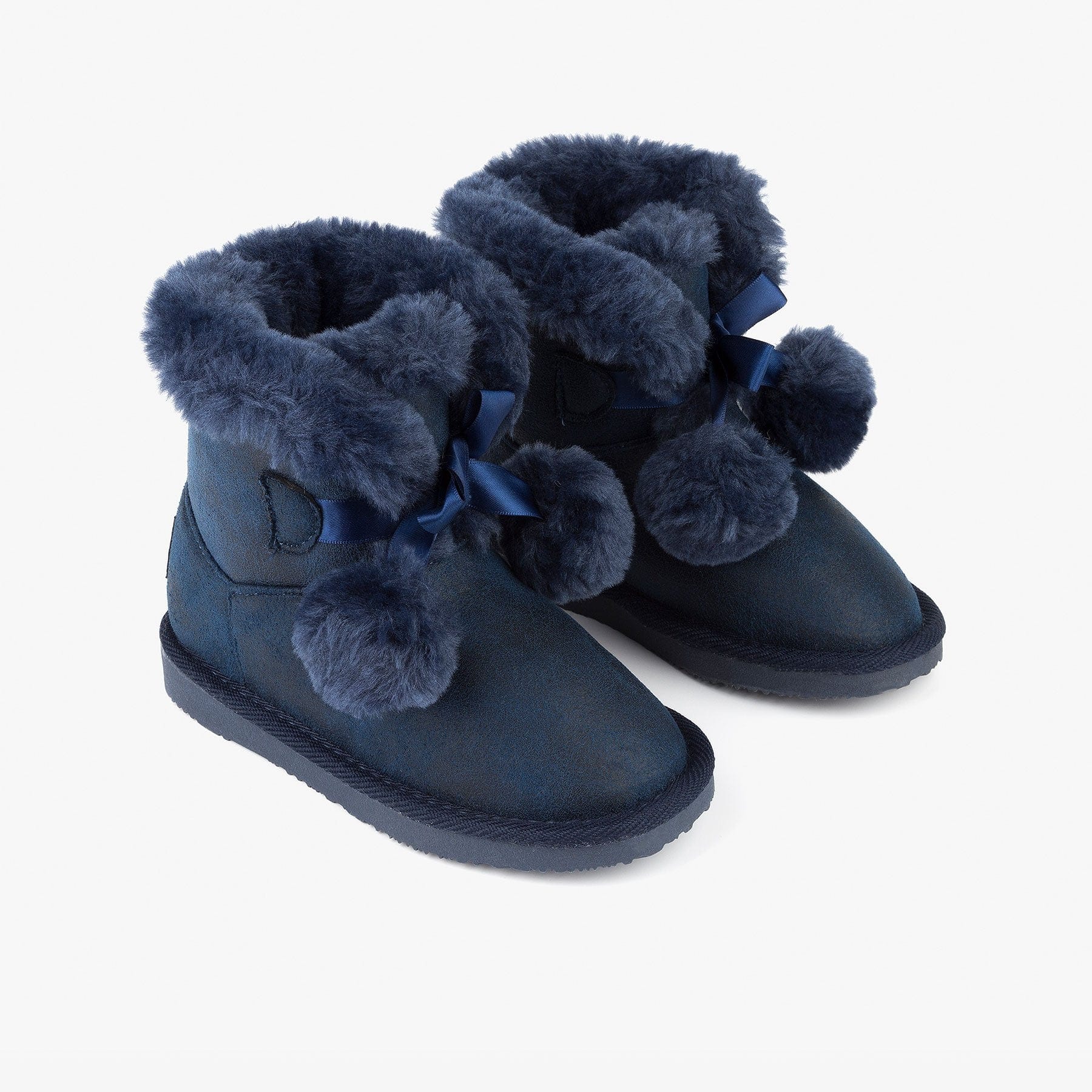 FRESAS CON NATA ZAPATOS Girl's Navy Pompoms Australian Boots