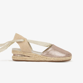 FRESAS CON NATA ZAPATOS Girl's Pink Wedge Canvas Espadrilles