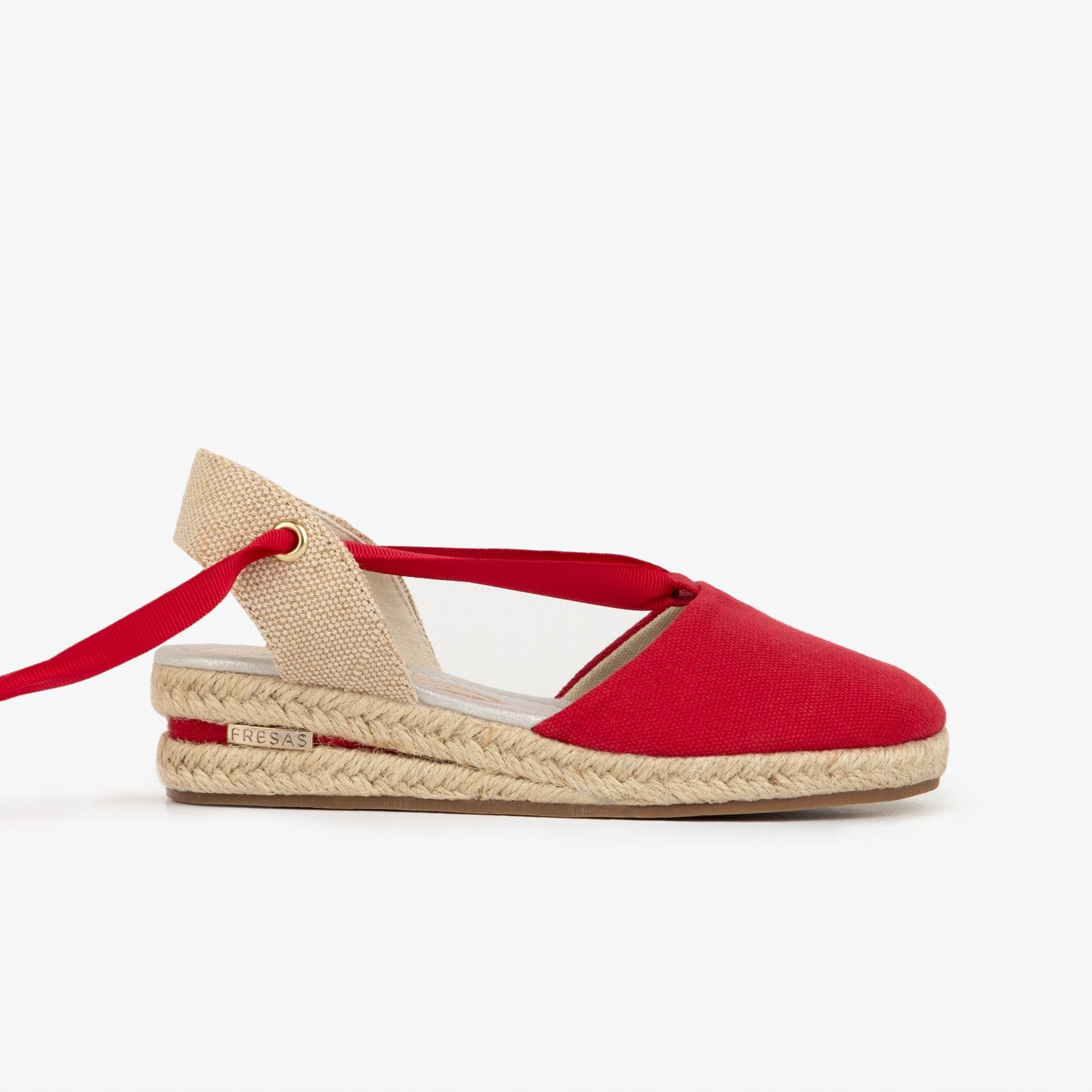 FRESAS CON NATA ZAPATOS Girl's Red Wedge Canvas Espadrilles