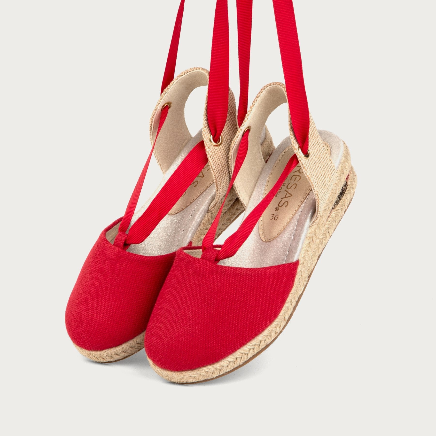 FRESAS CON NATA ZAPATOS Girl's Red Wedge Canvas Espadrilles