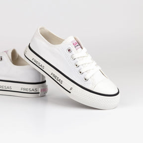 FRESAS CON NATA ZAPATOS Girl's White Canvas Platform Sneakers