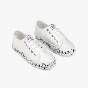 FRESAS CON NATA ZAPATOS Girl's White Printed Canvas Sneakers