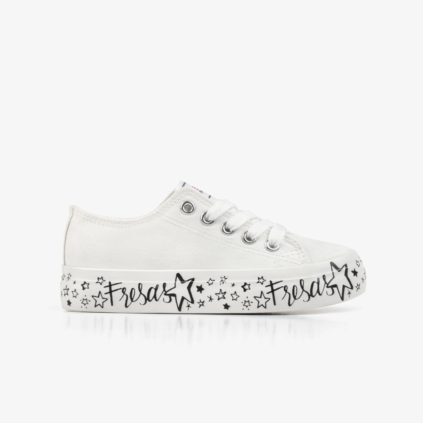 FRESAS CON NATA ZAPATOS Girl's White Printed Canvas Sneakers