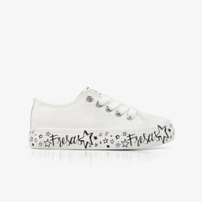 FRESAS CON NATA ZAPATOS Girl's White Printed Canvas Sneakers