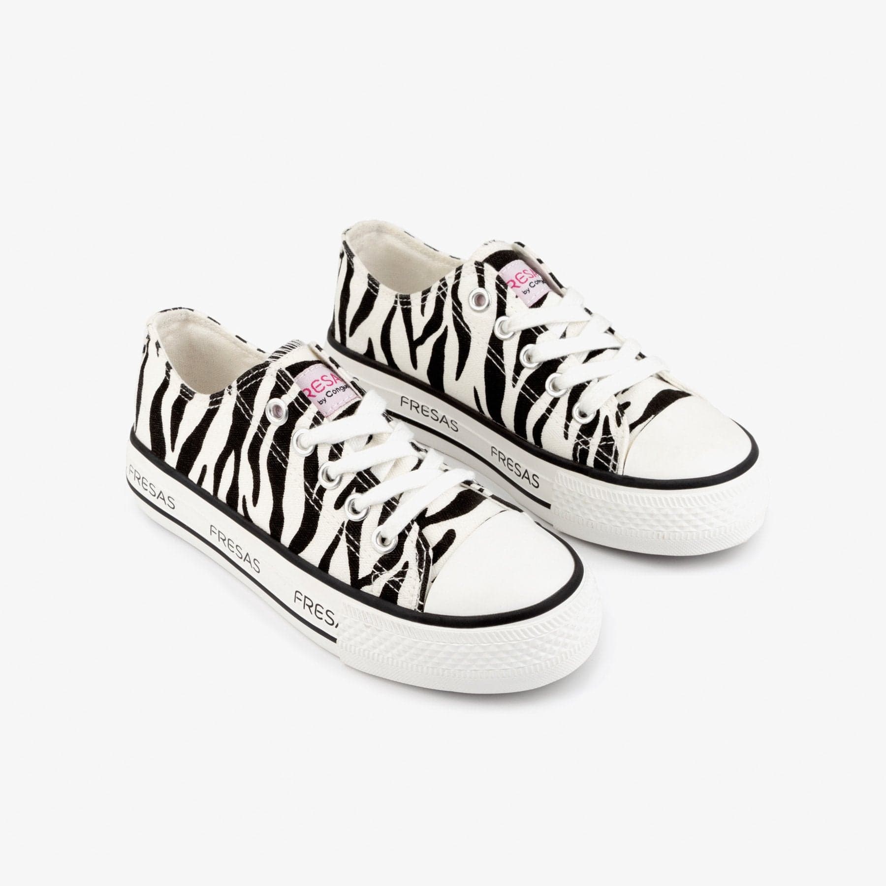 FRESAS CON NATA ZAPATOS Girl's Zebra Canvas Platform Sneakers