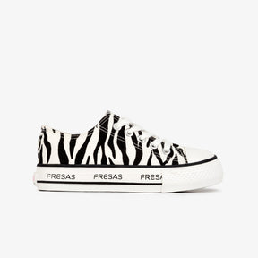 FRESAS CON NATA ZAPATOS Girl's Zebra Canvas Platform Sneakers