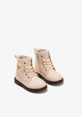 OSITO Shoes Baby's Beige Pompon Cord Ankle Boots