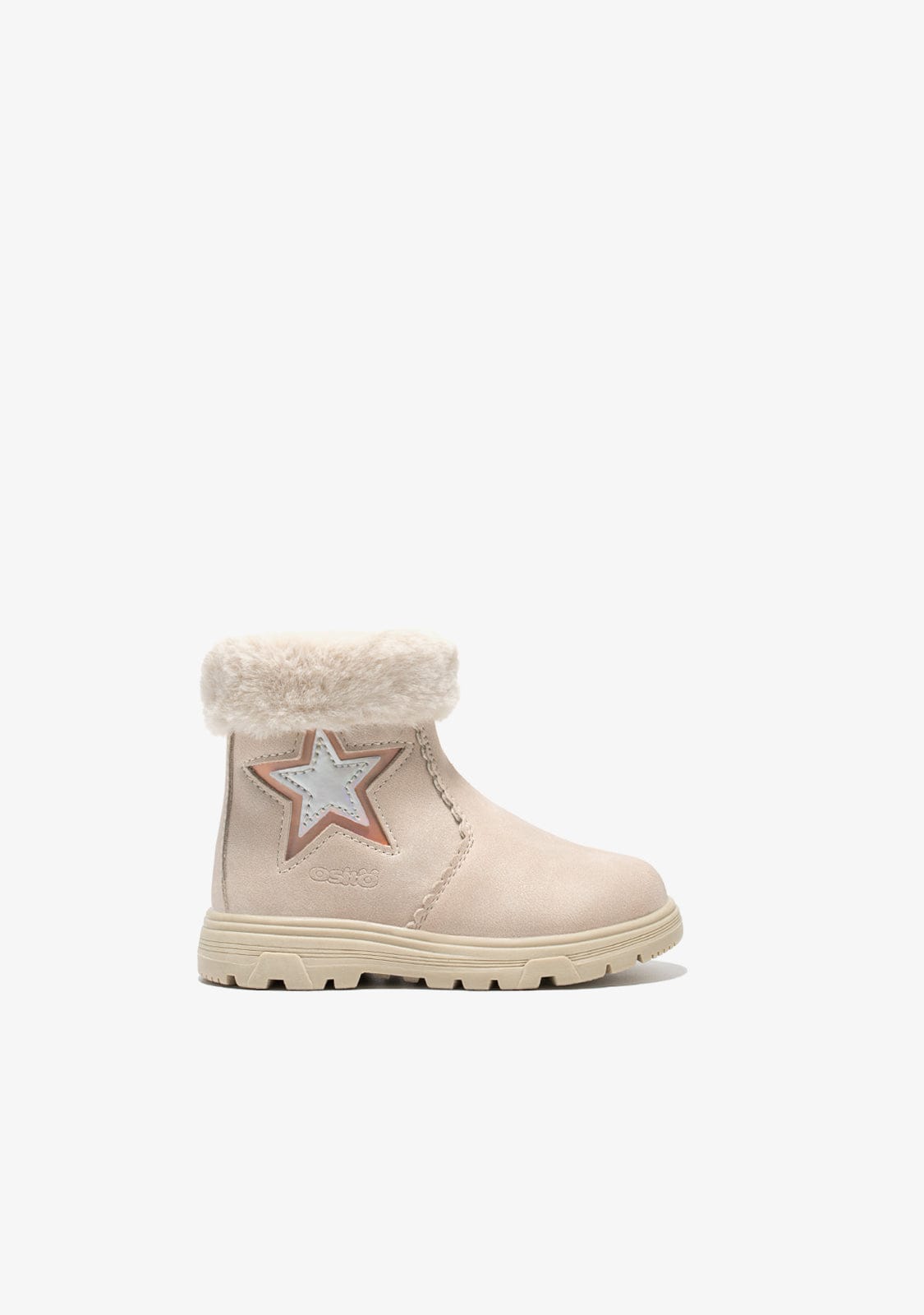 OSITO Shoes Baby's Beige Star Fur Ankle Boots