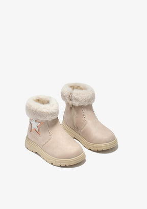 OSITO Shoes Baby's Beige Star Fur Ankle Boots