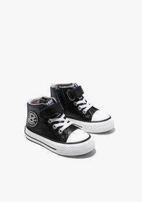 OSITO Shoes Baby's Black Adherent Strip Hi-Top Sneakers Napa