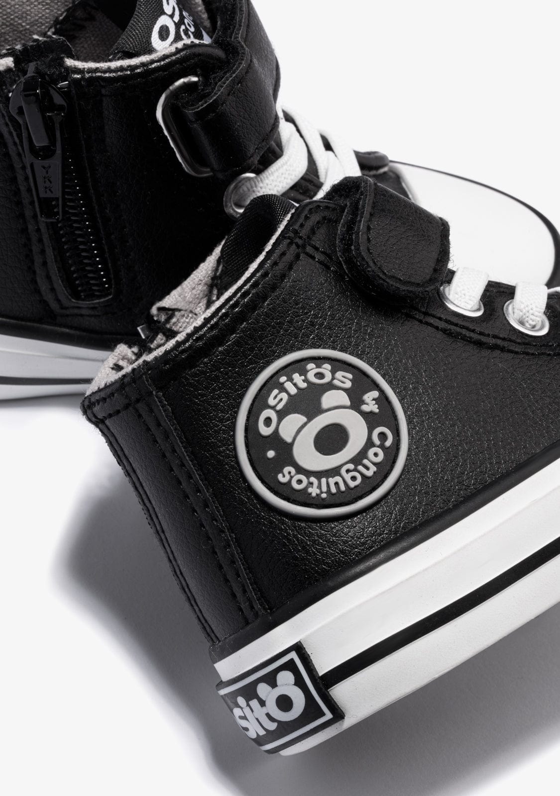 OSITO Shoes Baby's Black Adherent Strip Hi-Top Sneakers Napa