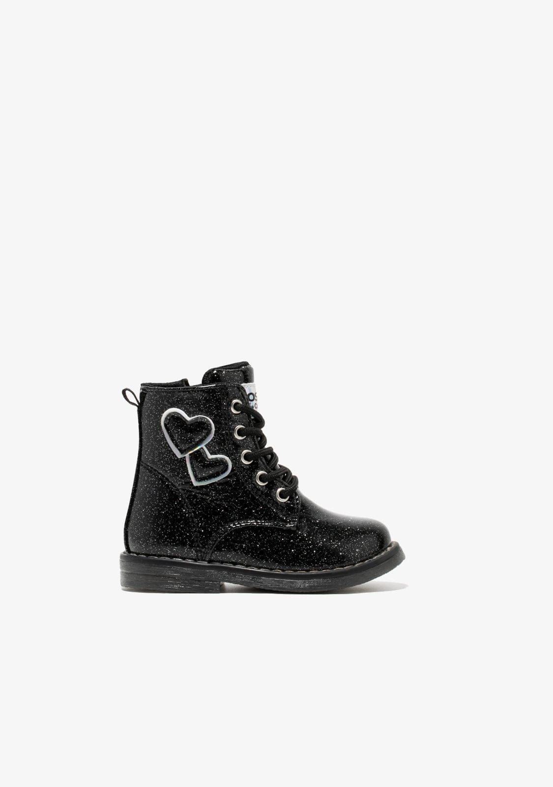 OSITO Shoes Baby's Black Hearts Cord Ankle Boots