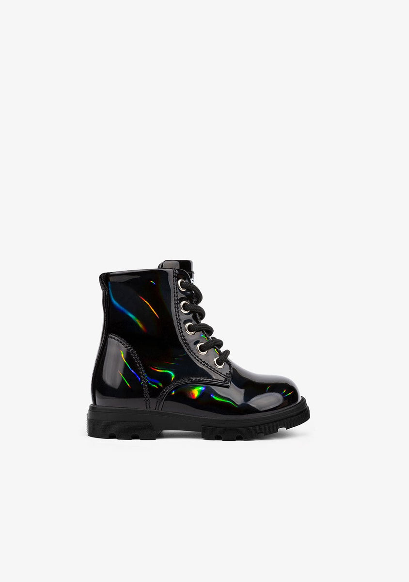 Baby s Black Iridescent Combat Boots