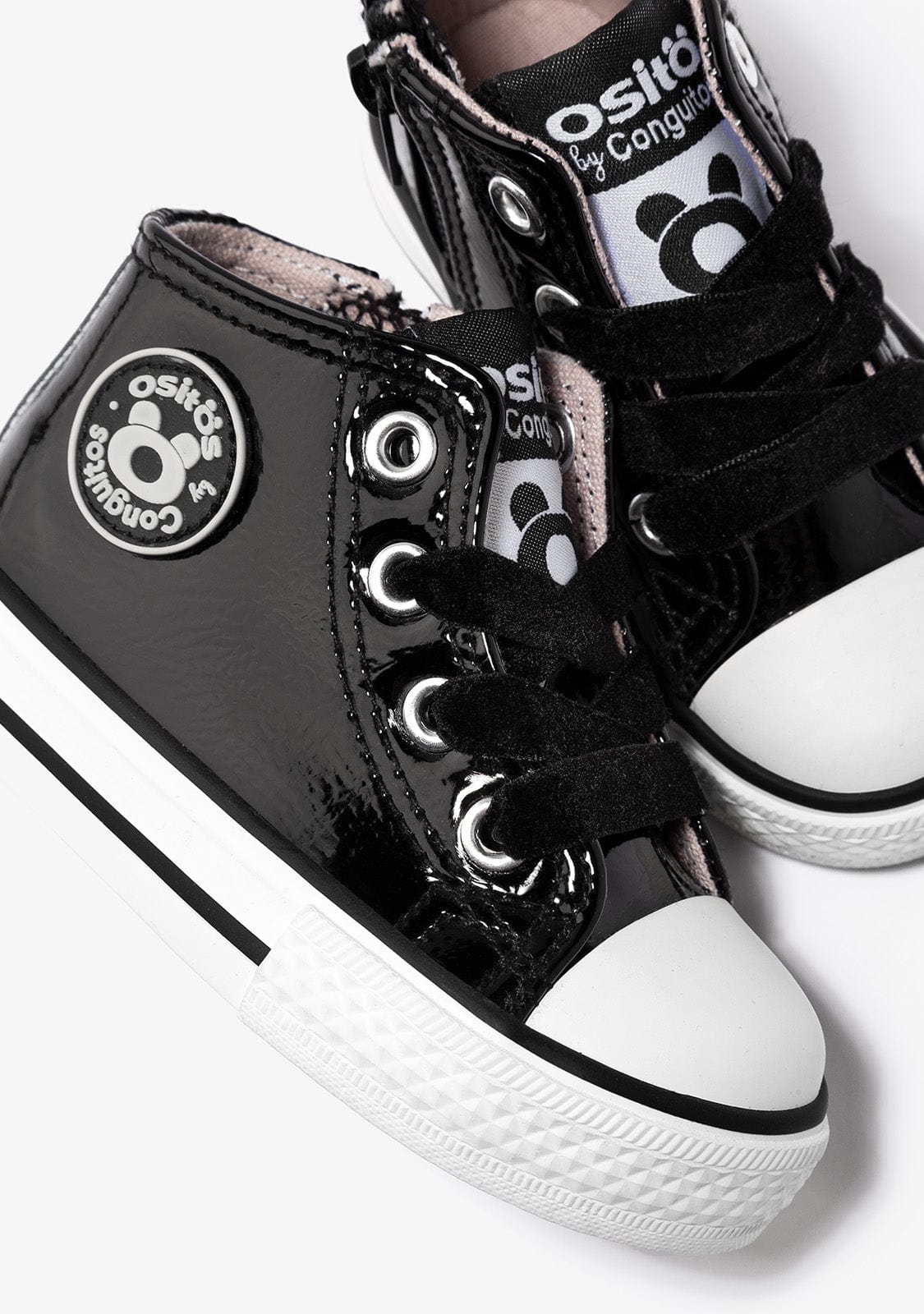 OSITO Shoes Baby's Black Patent Leather Hi-Top Sneakers