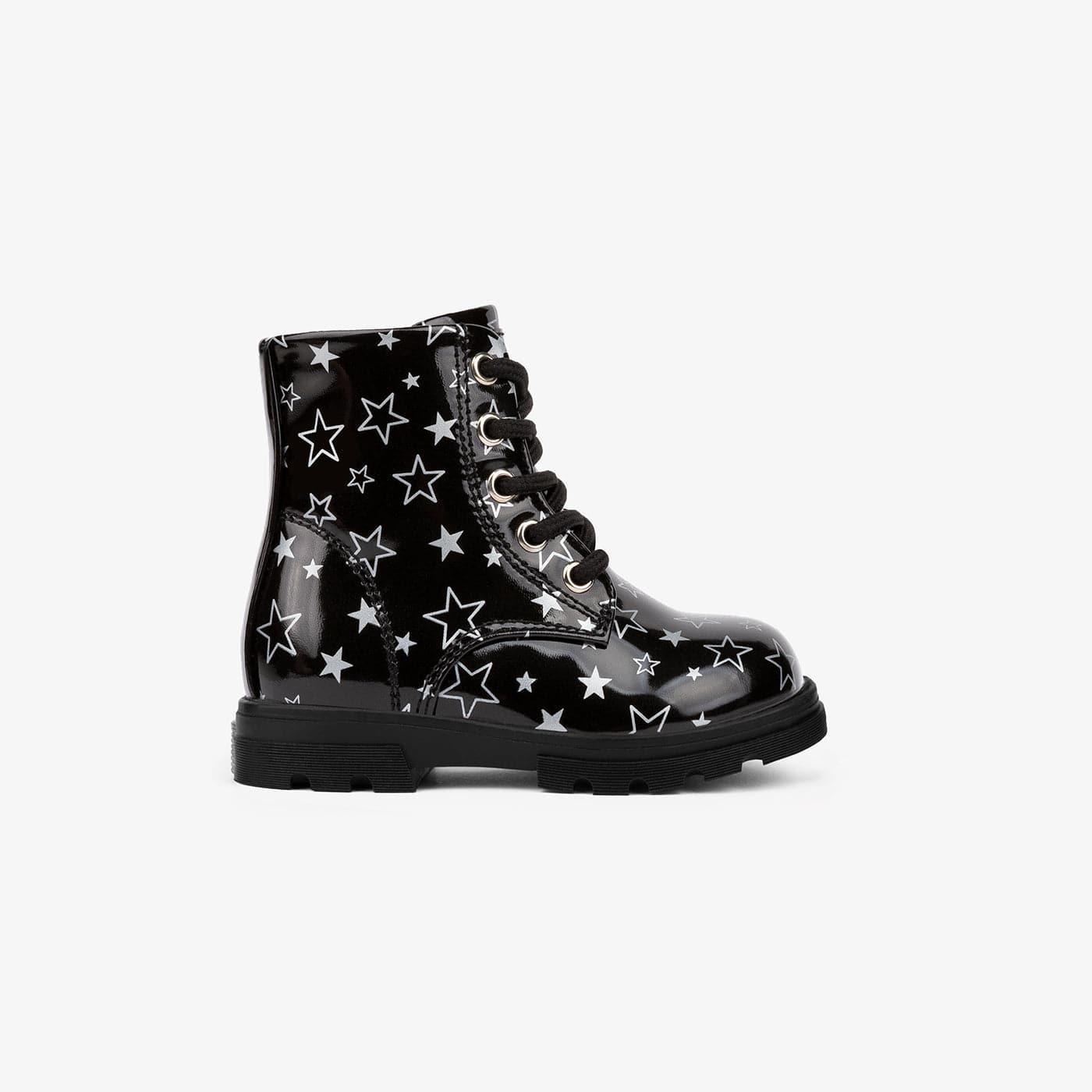 OSITO Shoes Baby's Black Stars Combat Boots