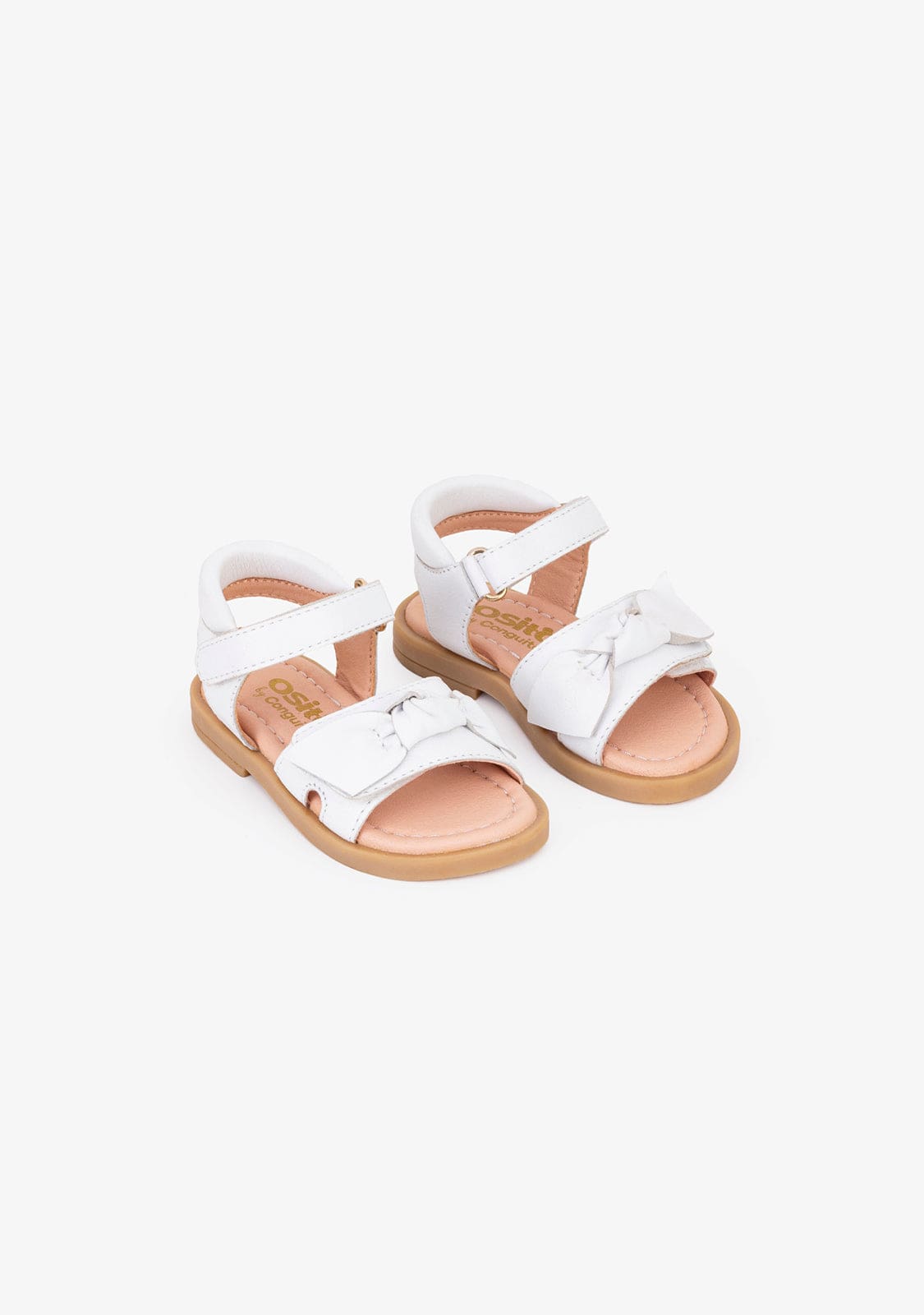 OSITO Shoes Baby's Bow White Leather Sandals