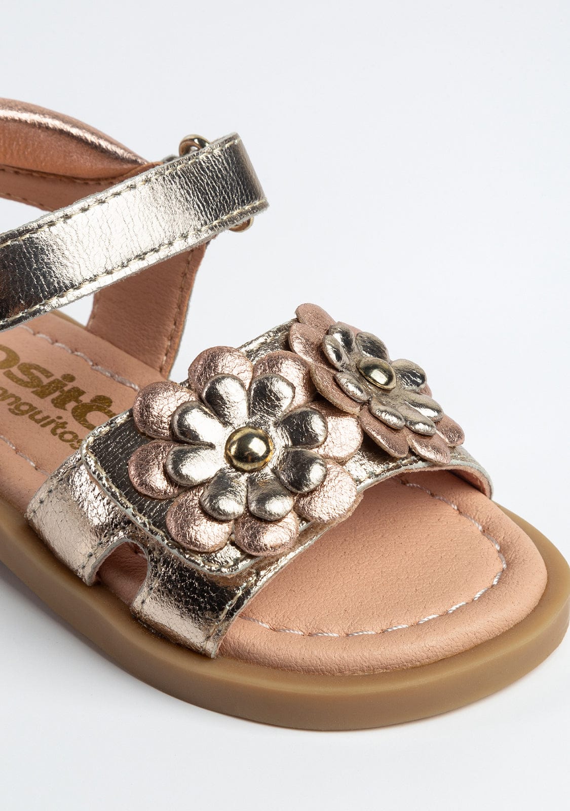 OSITO Shoes Baby's Flowers Metallic Leather Sandals