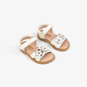 OSITO Shoes Baby's Flowers White Leather Sandals