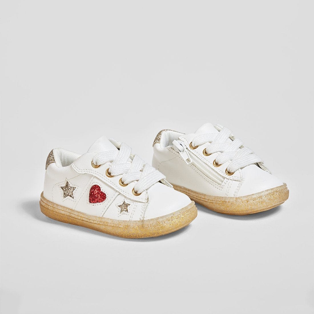 OSITO Shoes Baby's "Heart and Stars" White Sneakers